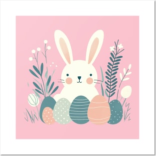 Nordic style Easter Bunny and Eggs Posters and Art